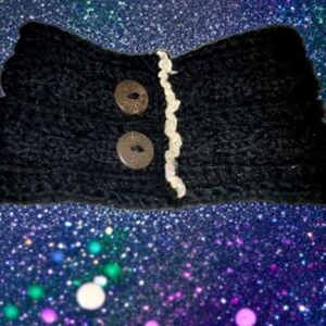Chic Black Knit Scarf with Button Details